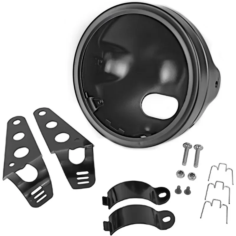 

7-Inch Motorcycle Headlight Casing Carbon Steel with Side Brackets Compatible Only for Motorcycle Headlight Casings
