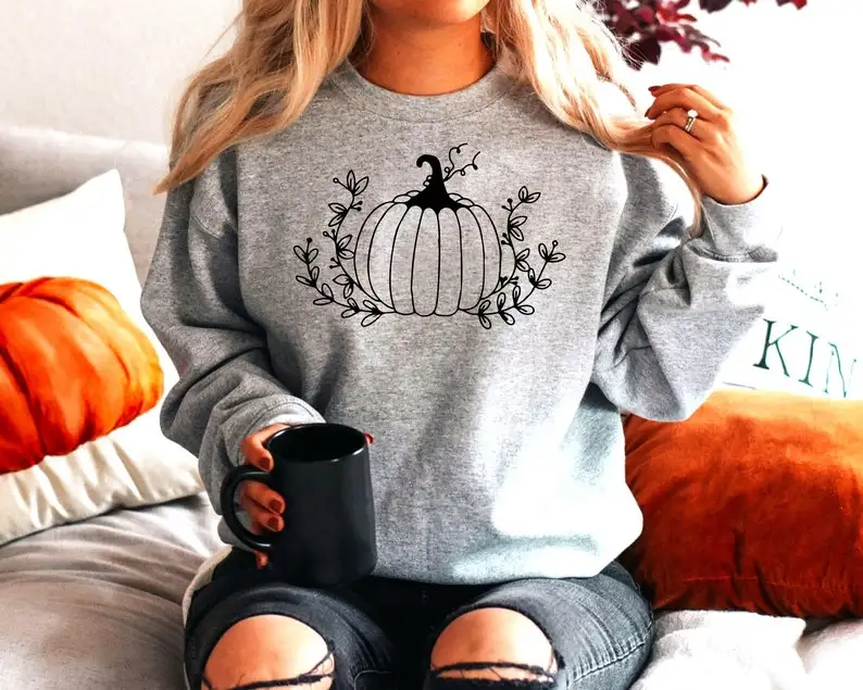 

Floral Pumpkin Halloween sweatshirt Costume Gift for Friends pumpkin harajuku Streetwear goth y2k Cotton Aesthetic Drop Shipping