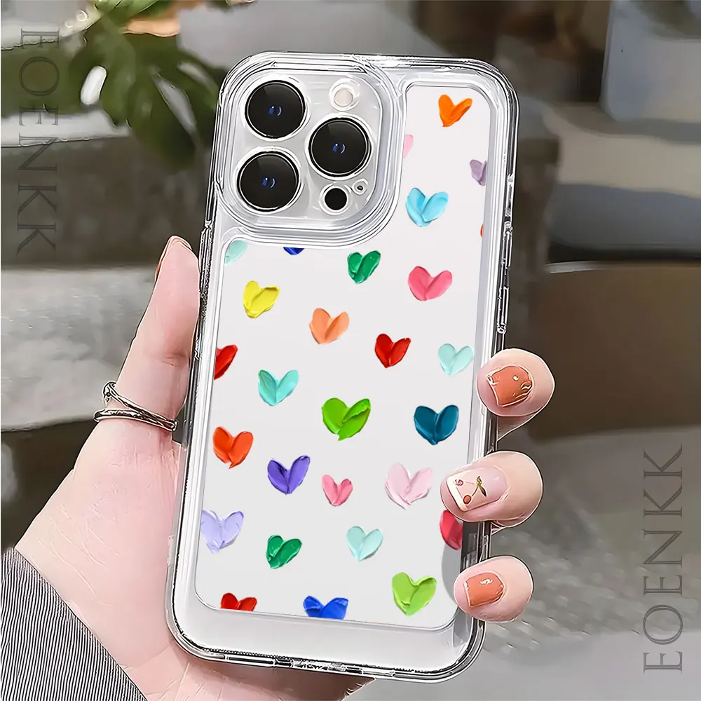 Heart Graphic Soft Silicone Phone Case For iPhone 14 13 15 16 Pro Max 12 11 X XR XS 7 8 16 Plus SE 2022 Transparent Bumper Cover