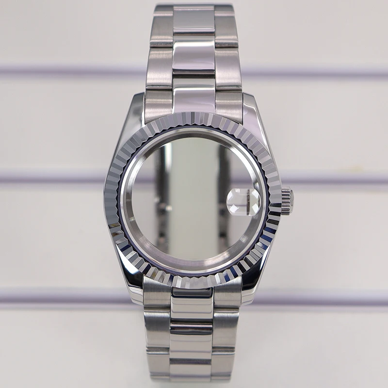 Fluted 36mm/39mm Waterproof Watch Case Sapphire Crystal For NH35 NH36 NH38 Miyota8215 Movements 28.5mm Dial Oyster/Jubilee Strap