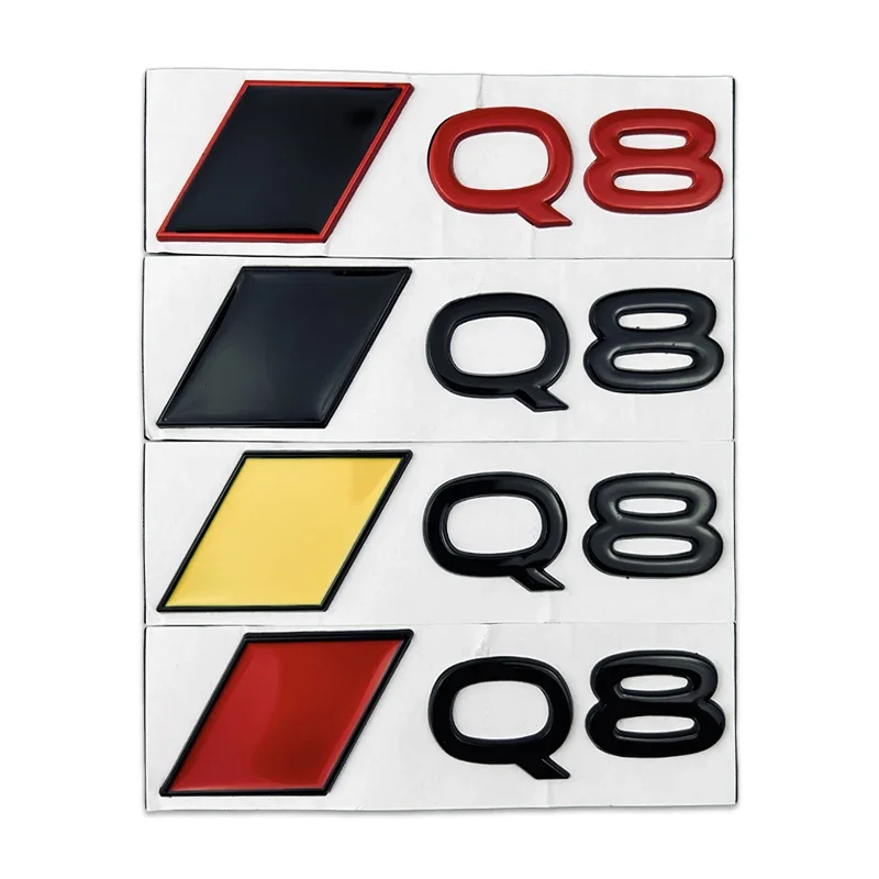 Metal Car Side Stickers Badge Tail Decal Auto Styling for Audi Q8 Emblem R8 RS5 RS3 B6 TT A4 S5 B5 A6L S4 SQ2 SQ3 Q5L E-TRON