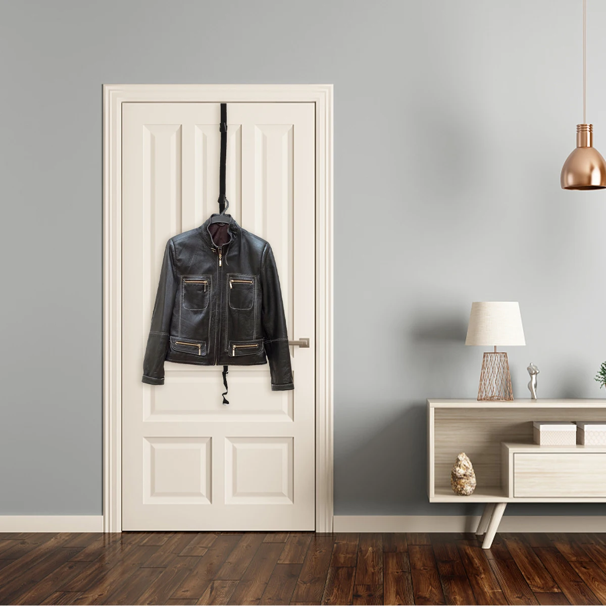 

2Pcs Over Door Hanging Hooks Adjustable Strap Organizer for Hats Bags Towels Space Saving Door Back Hook