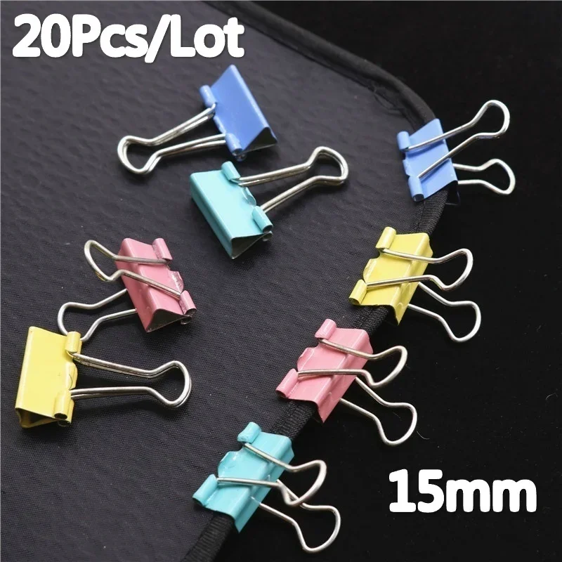 New 20 Pieces/Lot Paper Clips 15mm Metal Binder Clips School Supply Office Supplies Stationery Binding Supplies Colorful