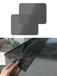 2Pcs43 * 38cm Car Sunshade Sticker, Sun Protection and Heat Insulation Mesh Curtain Film, Side Window Sunshade