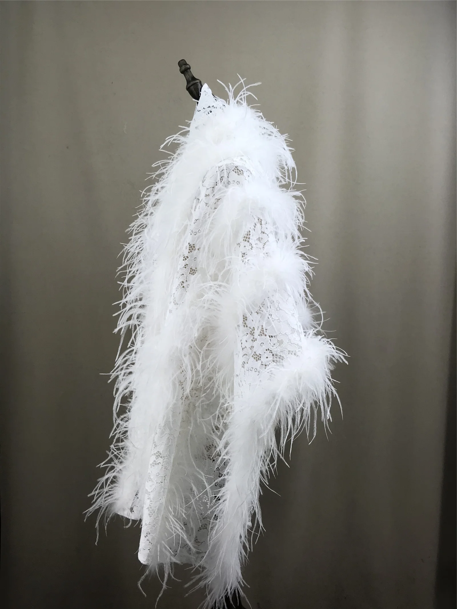 Real Ostrich Feather Lace Shaw - Stole Wedding Shawl avis et prix
