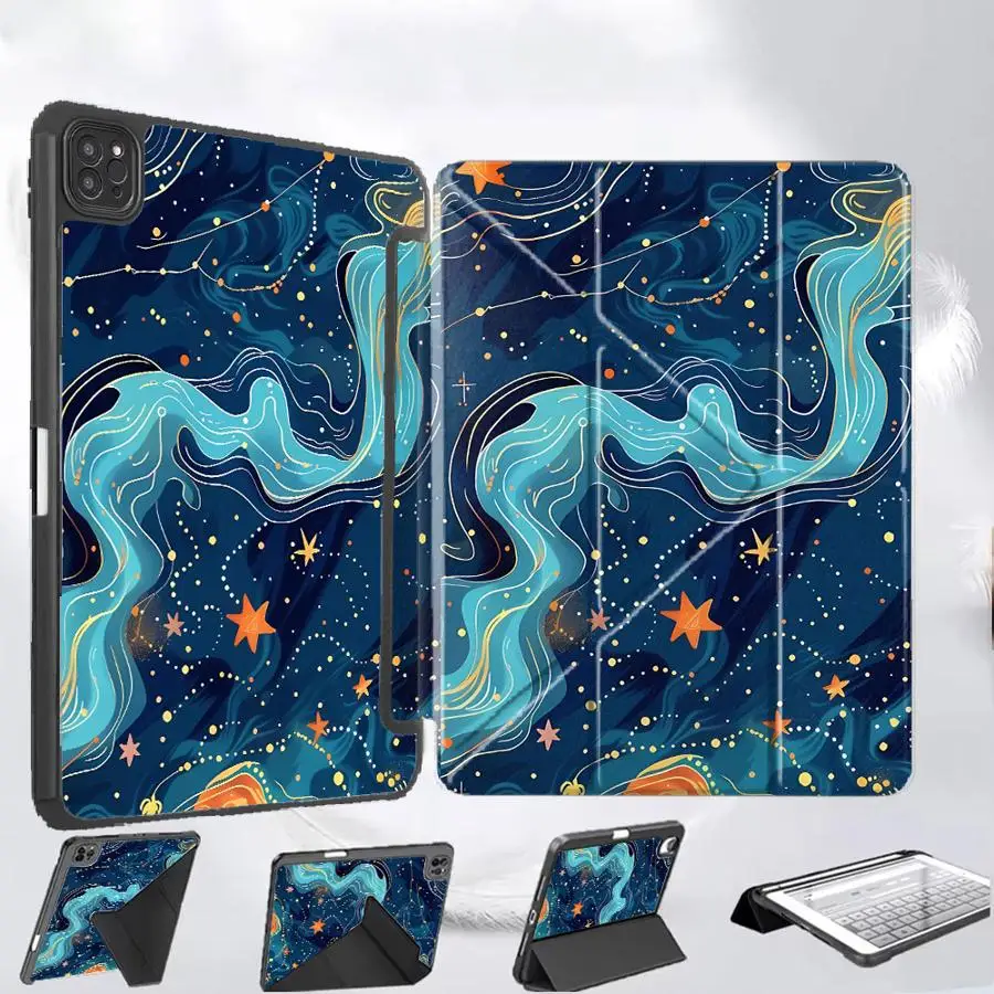 

Чехол для планшета с абстрактным дизайном «Звездная галактика» для iPad Pro 2025, Mini 6, 7, Pro 11-го, 10-го, 9-го, 8-го, 7-го поколений, 12.9 дюймов, Air 4, 5, M3, M2, M4, 11 дюймов, с держателем