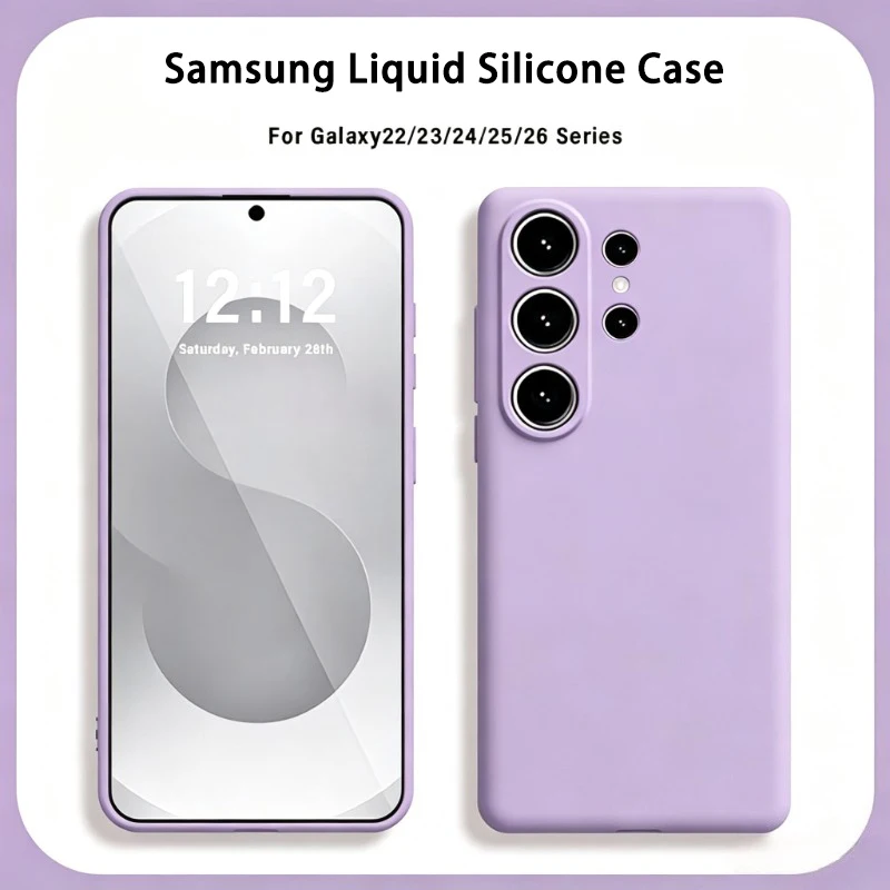 Funda original de silicona líquida para Samsung Galaxy S26 S25 S24 S23 S22 Ultra Plus, suave y anti golpes 3