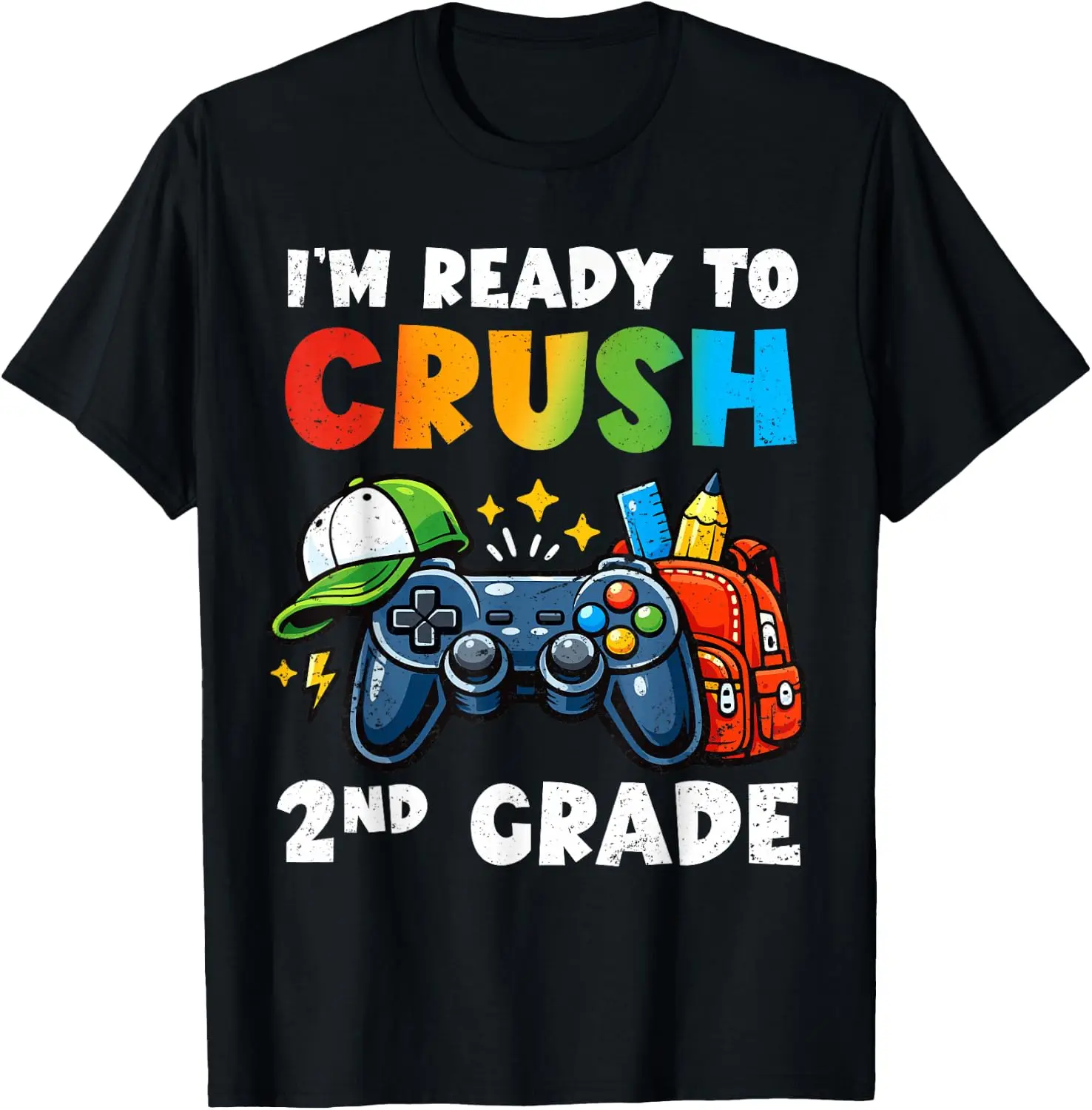 Ready Crush 2Nd Grade Video Game Back To School Boys T-Shirt 100% Cotton Trendy Y2K Short-Sleeve Tee-Soft, Quick-Drying,