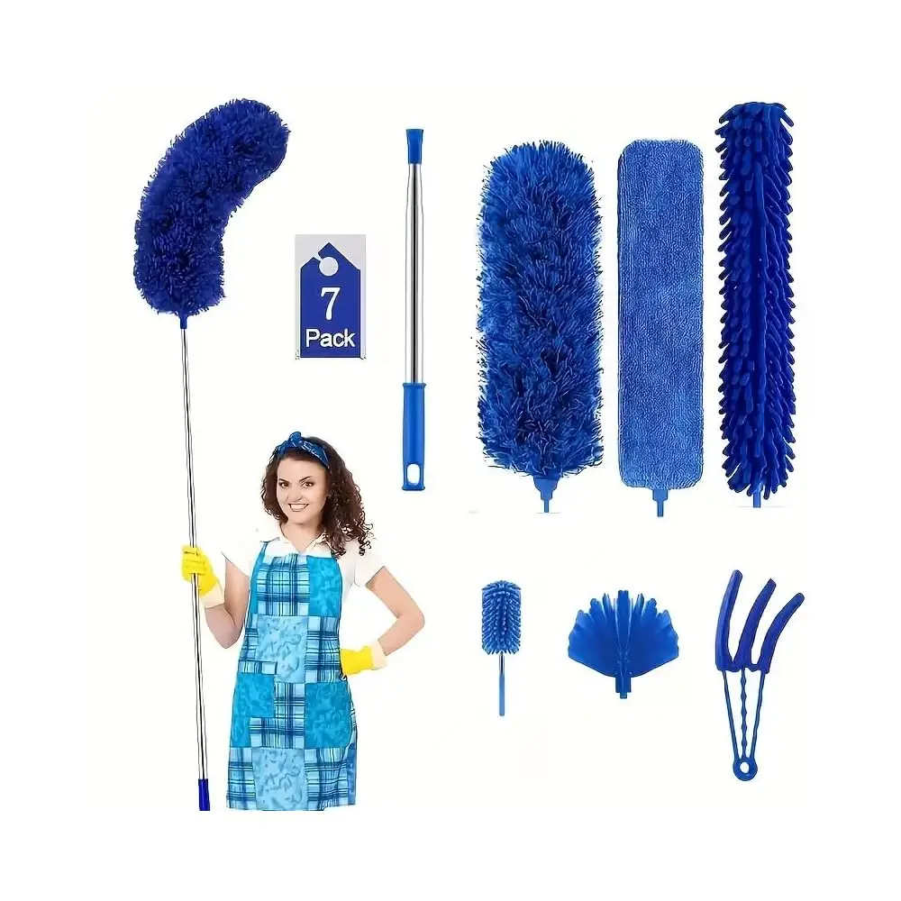 

Microfiber Duster, 8PCS Feather Duster with 100 Inch Telescoping Extension Pole, Reusable Bendable Dusters, Washable Lightwei