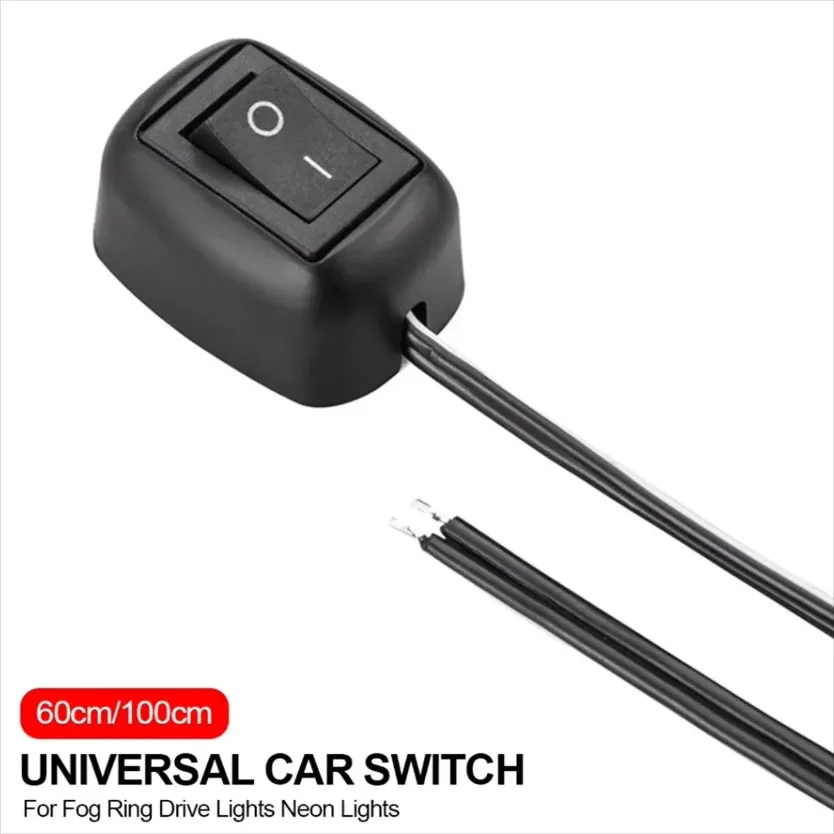 Vehicle Interior Mod Accessory Self‑Locking Rocker Switch Stick‑On No Drilling 0.6M Cable Easy Install Auto Power Control