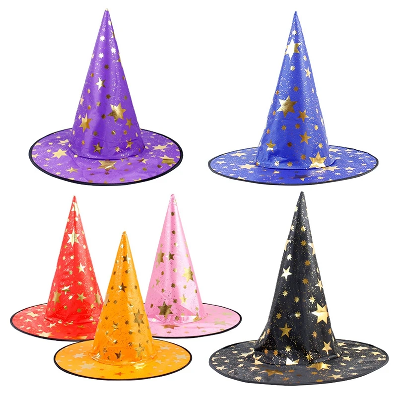 

Halloween Hat Children Adult Masquerade Dress Up Magician Hat Bronzing Wizard Hat Pentagram Hat Halloween Party Witch Hat Favor