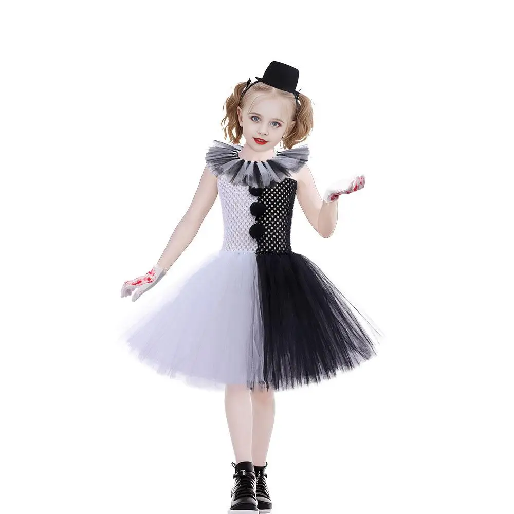 

2024 Boutique Girls Halloween Dress Carnival Festival Party Children Dresses Sleeveless Color Contrasting Role Playing Costume