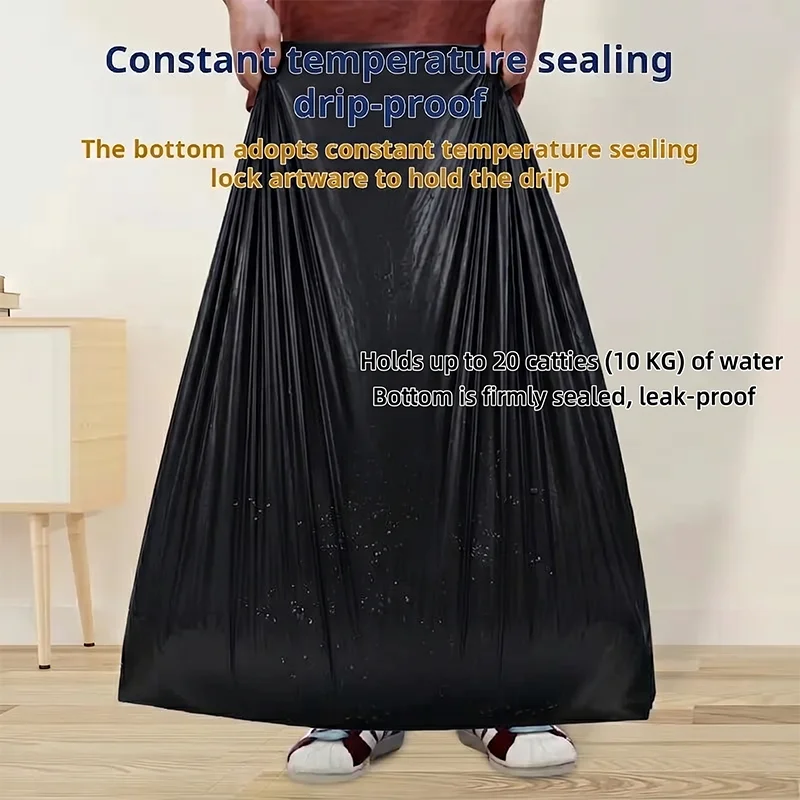Sac poubelle noir 80x100cm, sac poubelle épais et résistant à la déchirure, pour usage domestique et au bureau