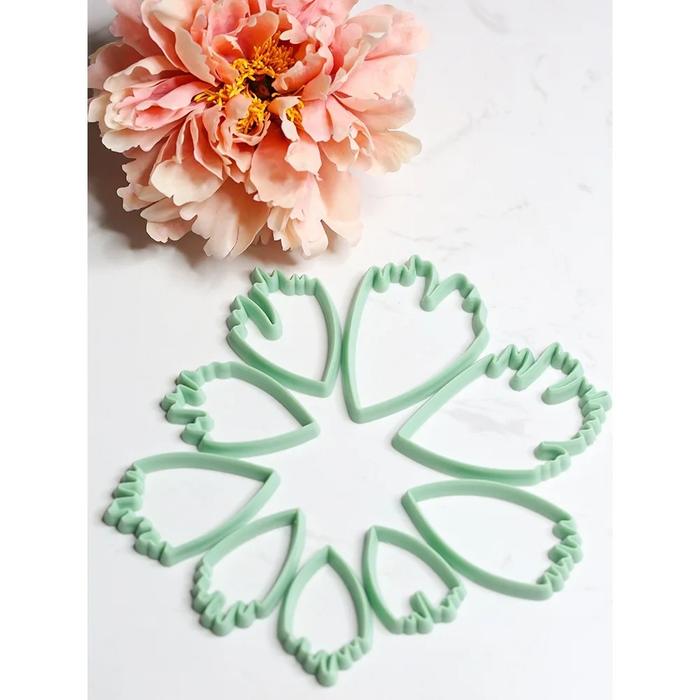 Fondant Peony Cutter Mold Set Veining Impression Mat Cake Decoration Tools Food Grade Sugar Craft Pastry Equipment