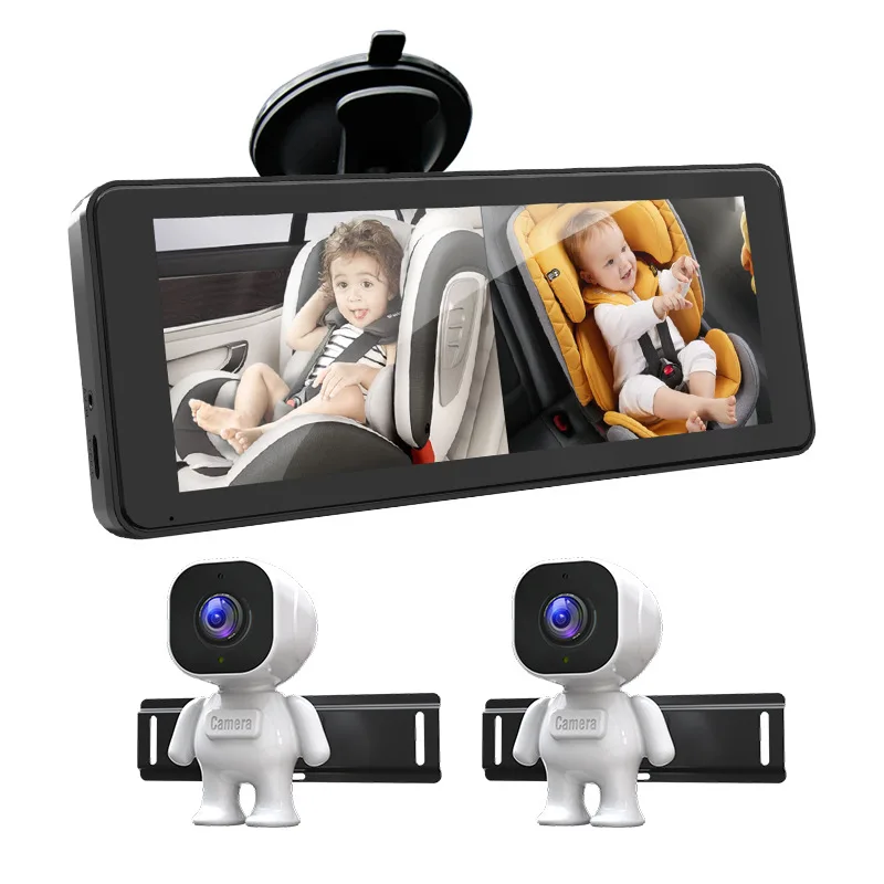 

6.86 Inch AHD Baby Car Monitor Dual Cameras 2CH Baby Mirrors USB Powered Rear Facing View for Toddlers 2 Kids Safety Camera