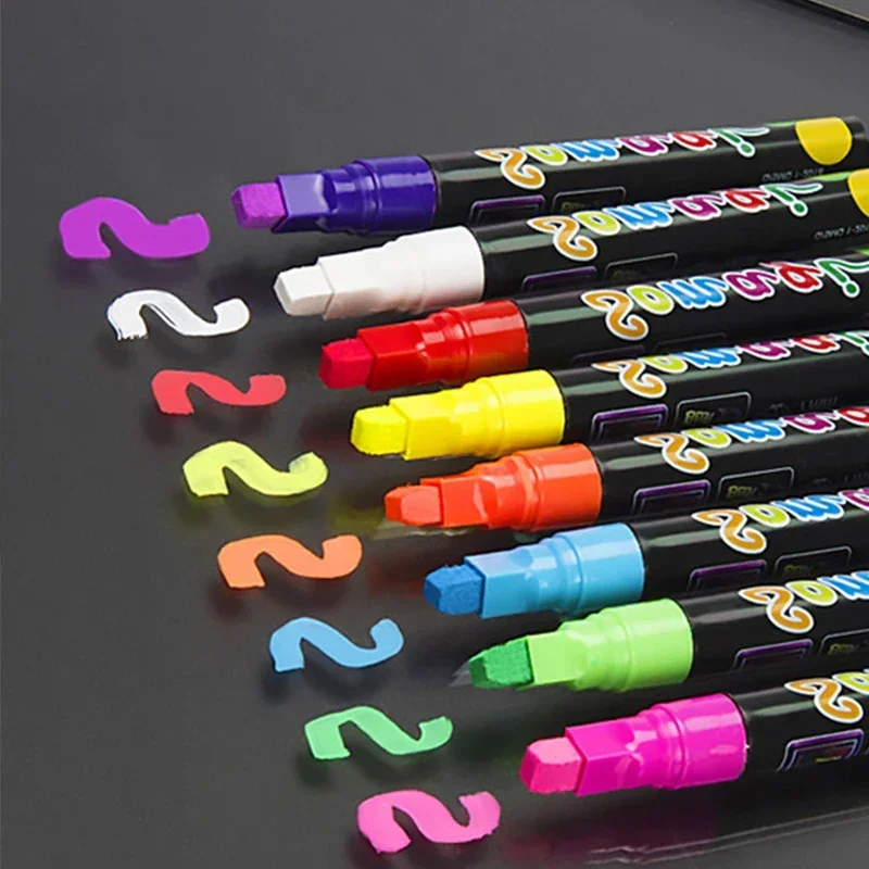 8 Pcs Markers Set Liquid Chalk Marker Pens Erasable Multi Colored Highlighters Led Writing Board Glass Window Art Marker Pens