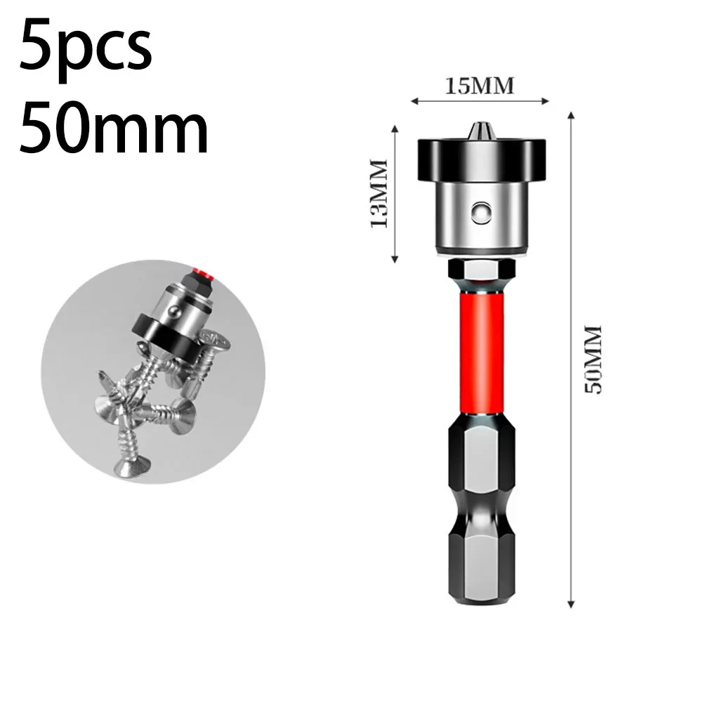 5pc Magnetic Plasterboard Positioning Screwdriver Bits Hand Electric Drill Bit 50mm Cross Locating Batch Head For Electric Drill