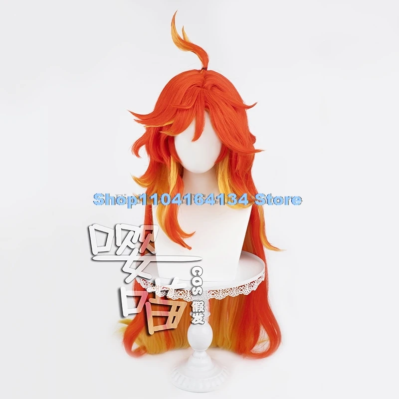 Spel Genshin Impact Mavuika Cosplay Pruik Rood Geel Lang Haar Zonnebril Vrouwen Mannen Halloween Rollenspel Prop