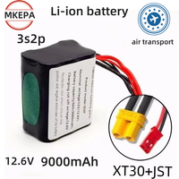 12.6V battery 3S2P 12.6V 9000mAh 18650 lithium-ion battery pack with 5A BMS for LED lighting backup/customizable