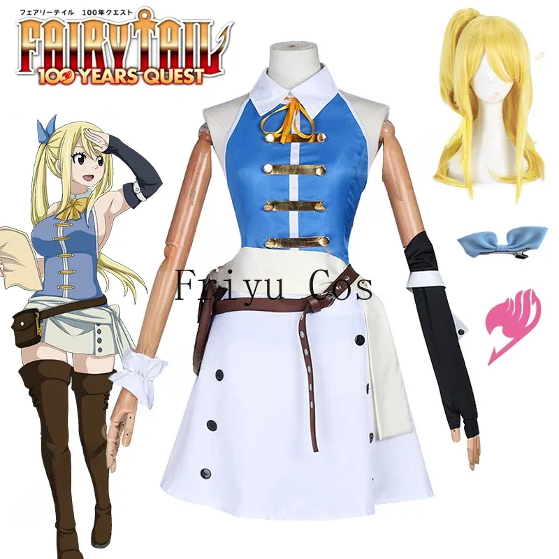 

Аниме Fairy Tail 100 лет Quest Люси Хартфилия Косплей Костюм Парик Юбка Униформа Наклейки Шпилька Хэллоуин Женская Вечеринка
