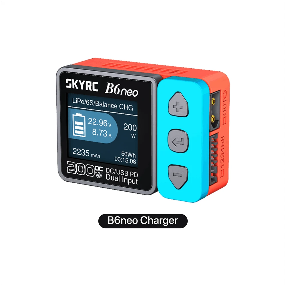 SkyRC B6 neo slimme oplader DC 200W PD 80W LiPo batterijbalanslader SK- 100198   Compacte 6S-opladerontlader