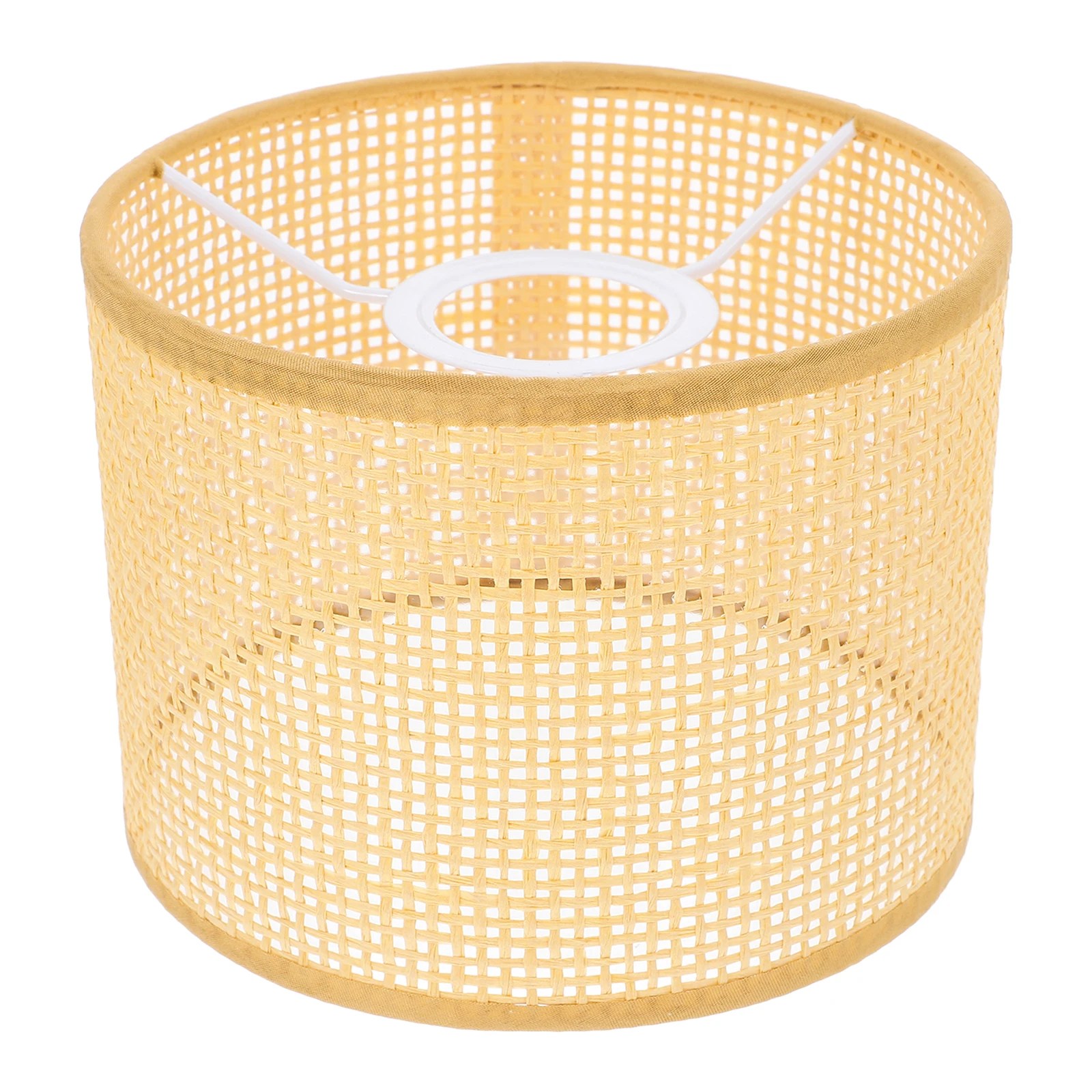 

Rattan Lampshade Grid Hand Woven Cover Decorative Light Hand Woven Rattan Lamp Cover Shade Gentle Effect Retro Home Night Lamp