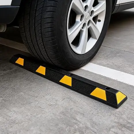 

1 -2 Pack Parking Stopper for GarageCurb Garage Car Stopper, 72 Inch Heavy Duty Curb Garage Car Stopper with Yellow Reflective Stripes, Rubber Garage Parking Stops for Vehicles Truck Driveway Garage