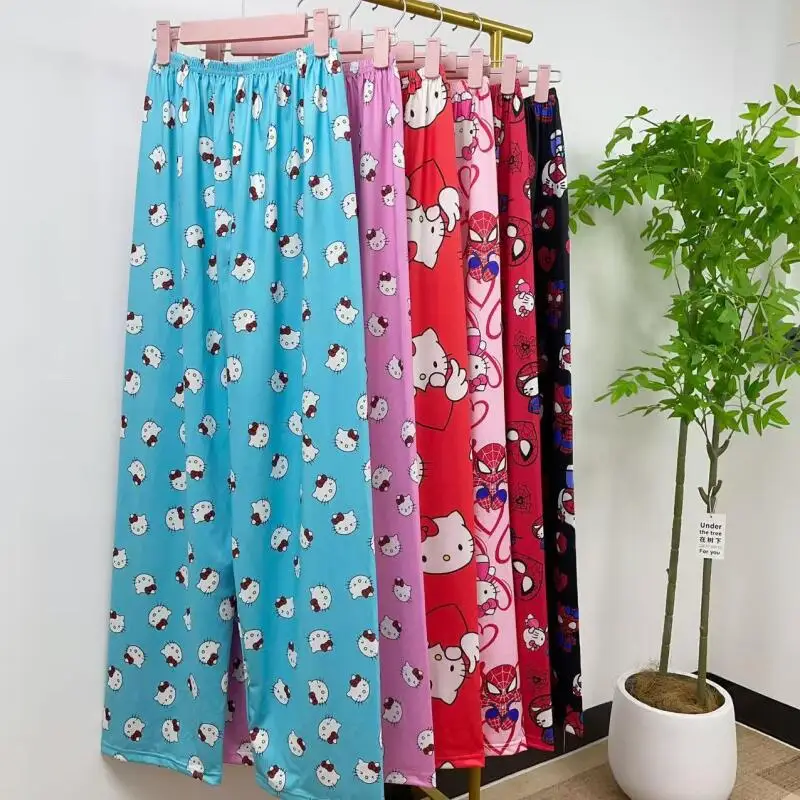 New Cartoon Pajamas Hello Kitty Women's Loose Spring Autumn Home Casual Trousers Can Be Worn Outside Walking Pants Cute Ins Gift