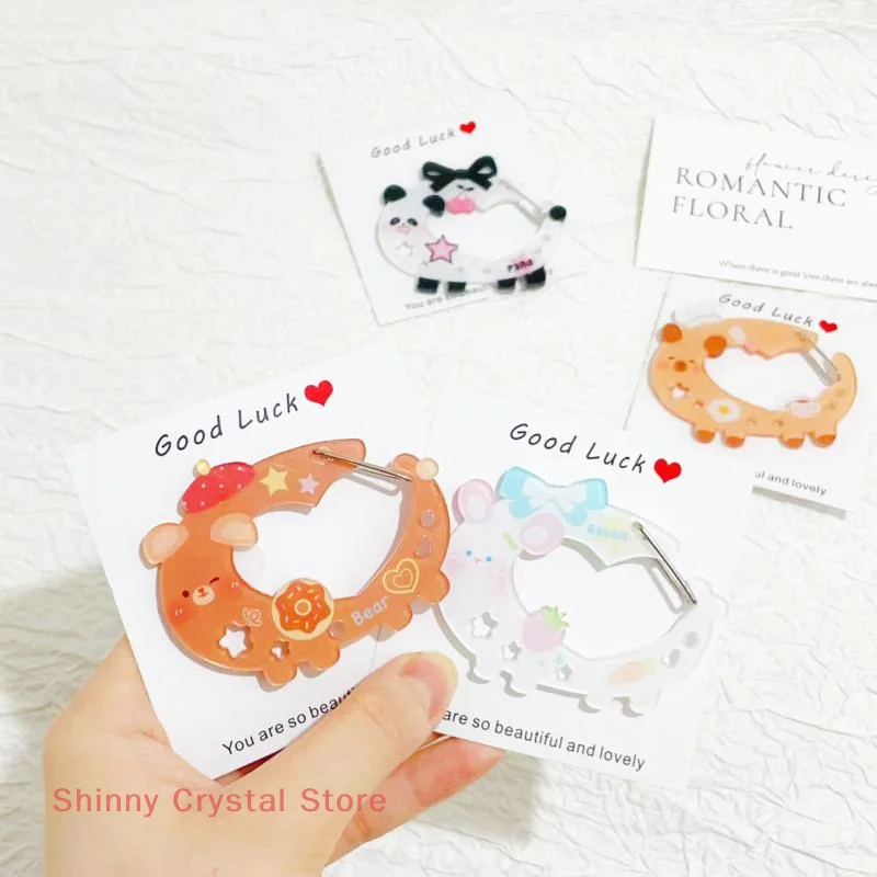 漫画の動物の形をしたカラビナアクリルキーホルダー装飾ホルダーキーホルダー多目的キーリングフックペンダントバッグアクセサリー