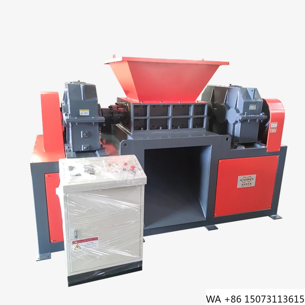 TSE-300E Double Shaft Industrial Shredder for Tire, Plastic, Metal, Wood Waste Recycling and Size Reduction