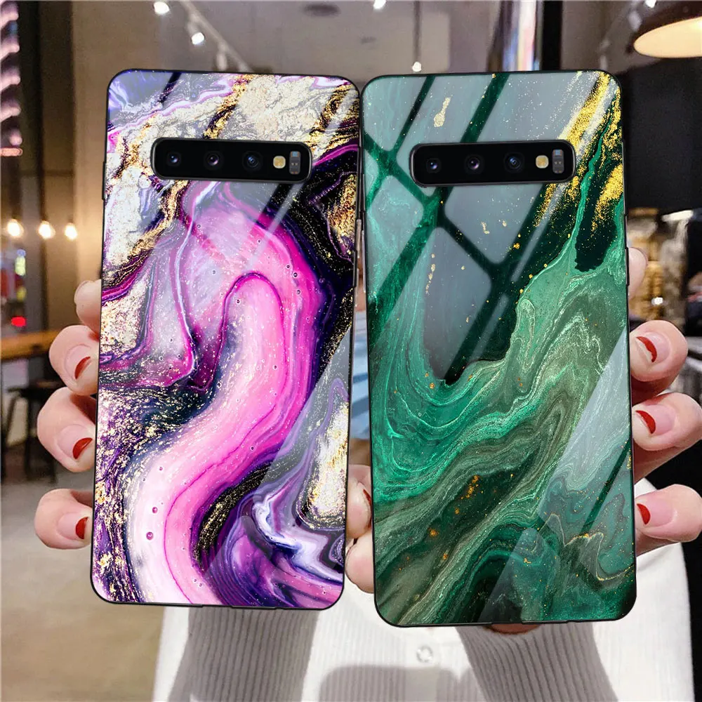 

Green Marble Jade Stone Pattern Case for Samsung Galaxy S22 Ultra S10 Plus S20 S21 FE Note 20 10 Lite S9 9 8 S8 S10e Glass Cover