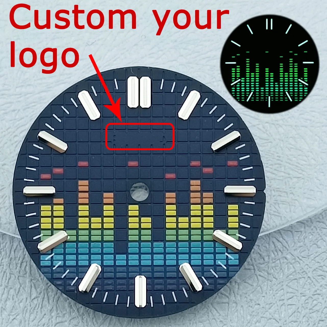 28.5mm NH35 Dial C3 Luminous Music Watch Face for NH35 Miyota8215 movement Customizable logo Dial