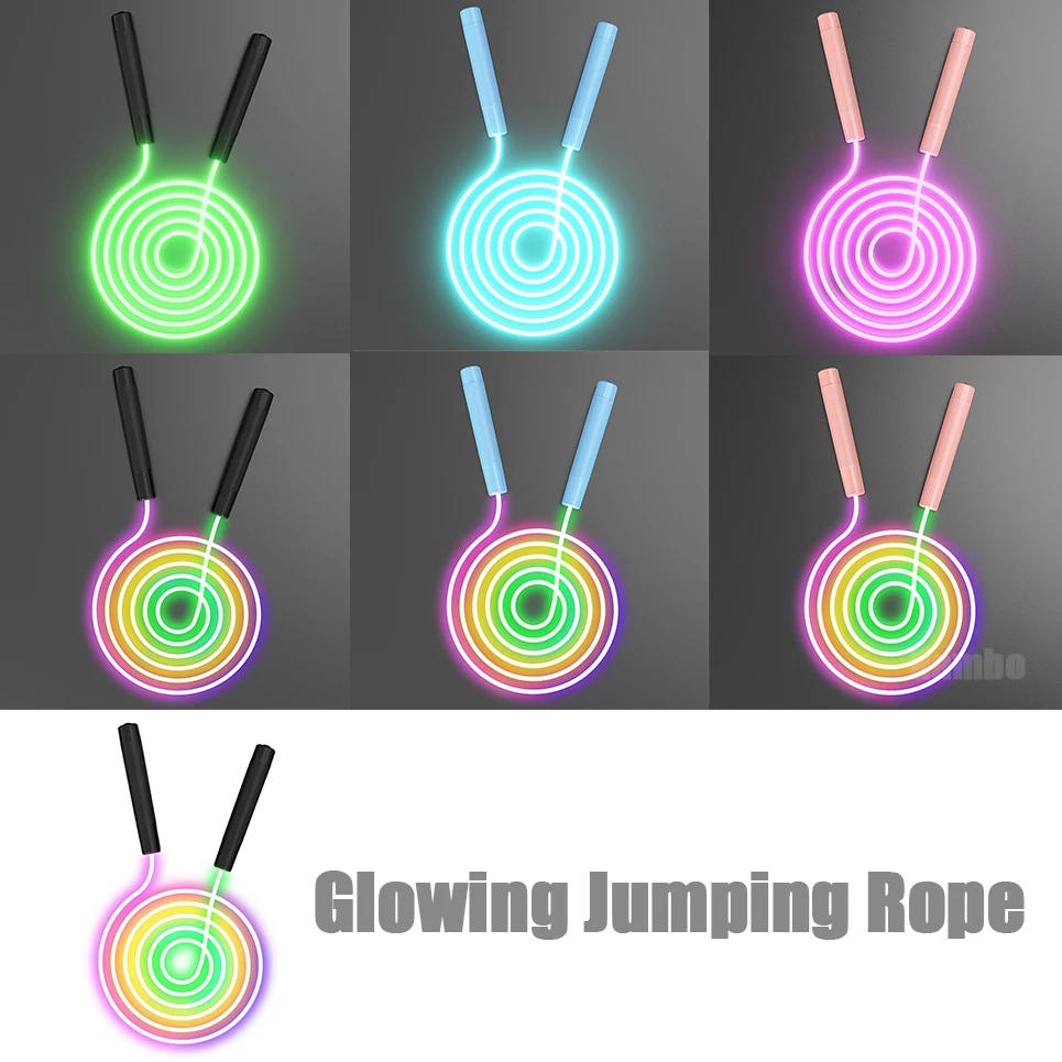 LED Light Up Jump Ropes for Kids Glowing Skipping Rope Students Sports Class Adjustable for Men Women Fitness Exercise Xmas Gift