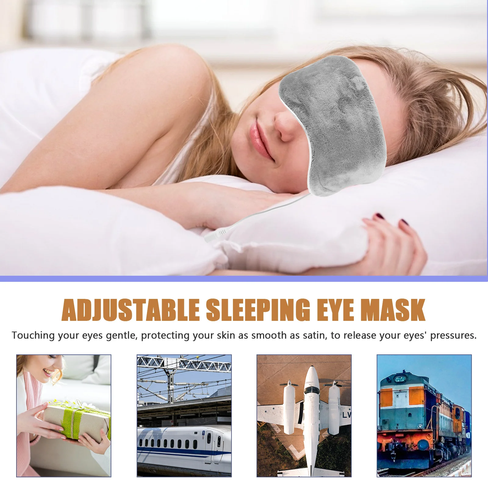 USB Eye Mask Heat Compress Blindfold Sleeping Steaming Heated Masks for Dry Eyes Nose Warming Streamer Rechargeable