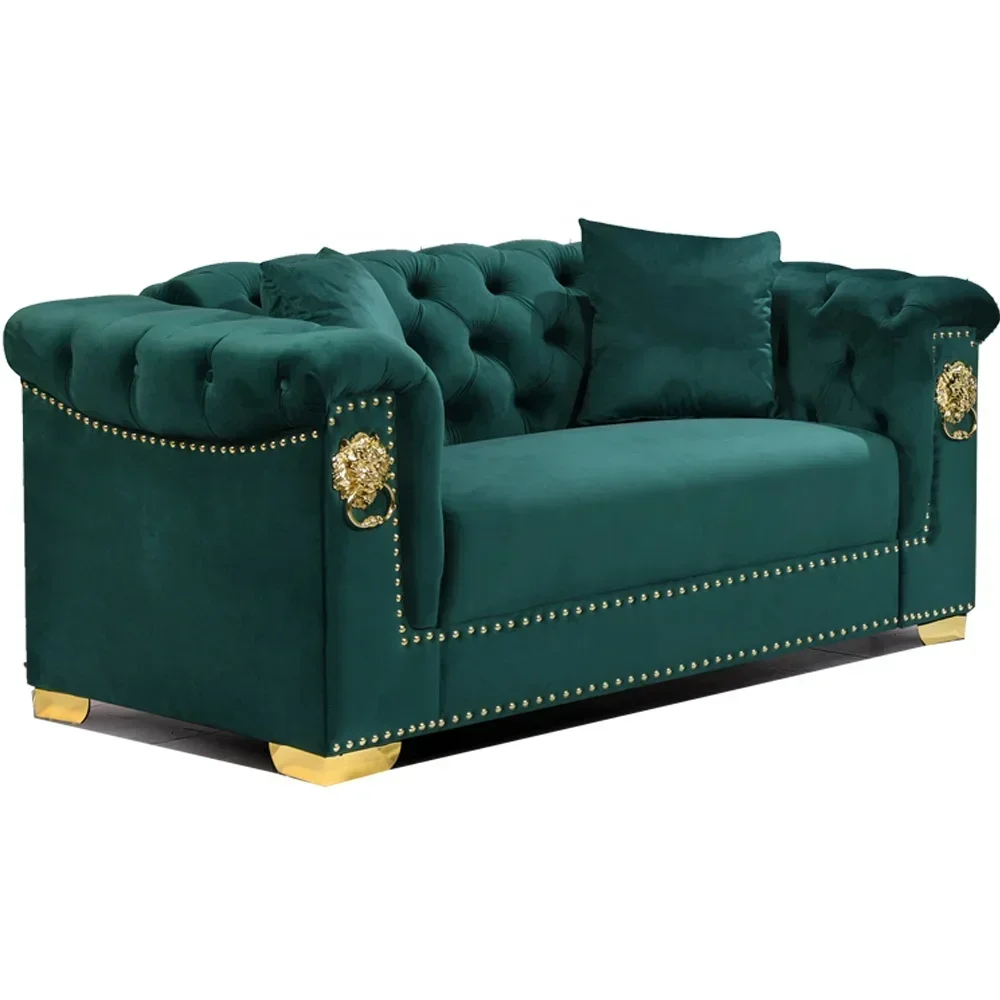 # Estilo clássico nórdico tecido chesterfield conjunto de sofá tufado veludo loveseat estofado sala estar sofás móveis