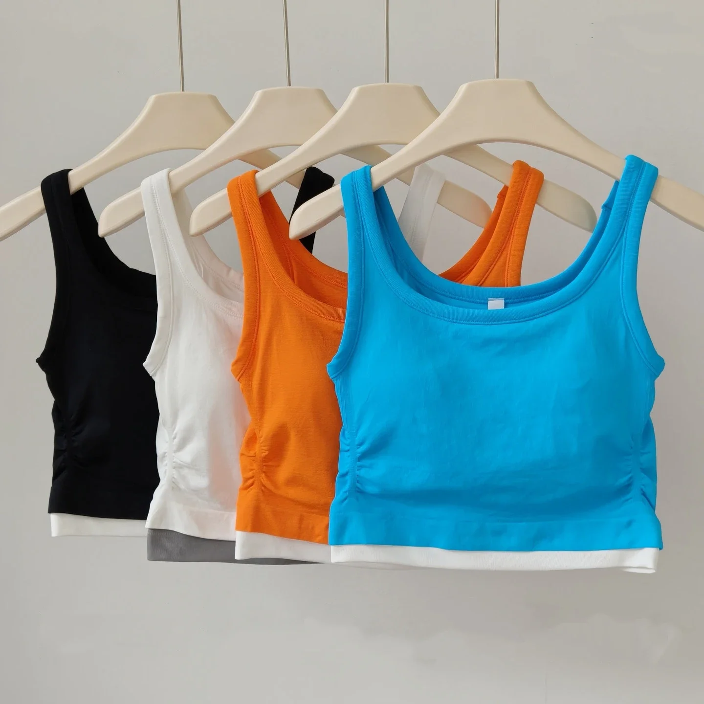 Women's Contrast Color Square Collar Sports Back Bra Fitness Running Yoga Vest Summer Splicing Collect Breasts Underwear