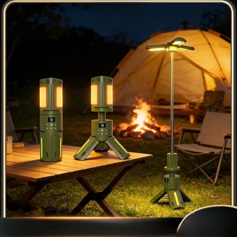 Outdoor campground night light portable emergency lighting tent light long battery life retractable camping ambient light