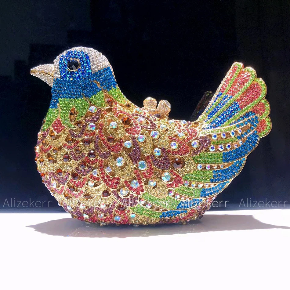 Alizekerr Pigeon Shaped Rhinestone Evening Clutch 10