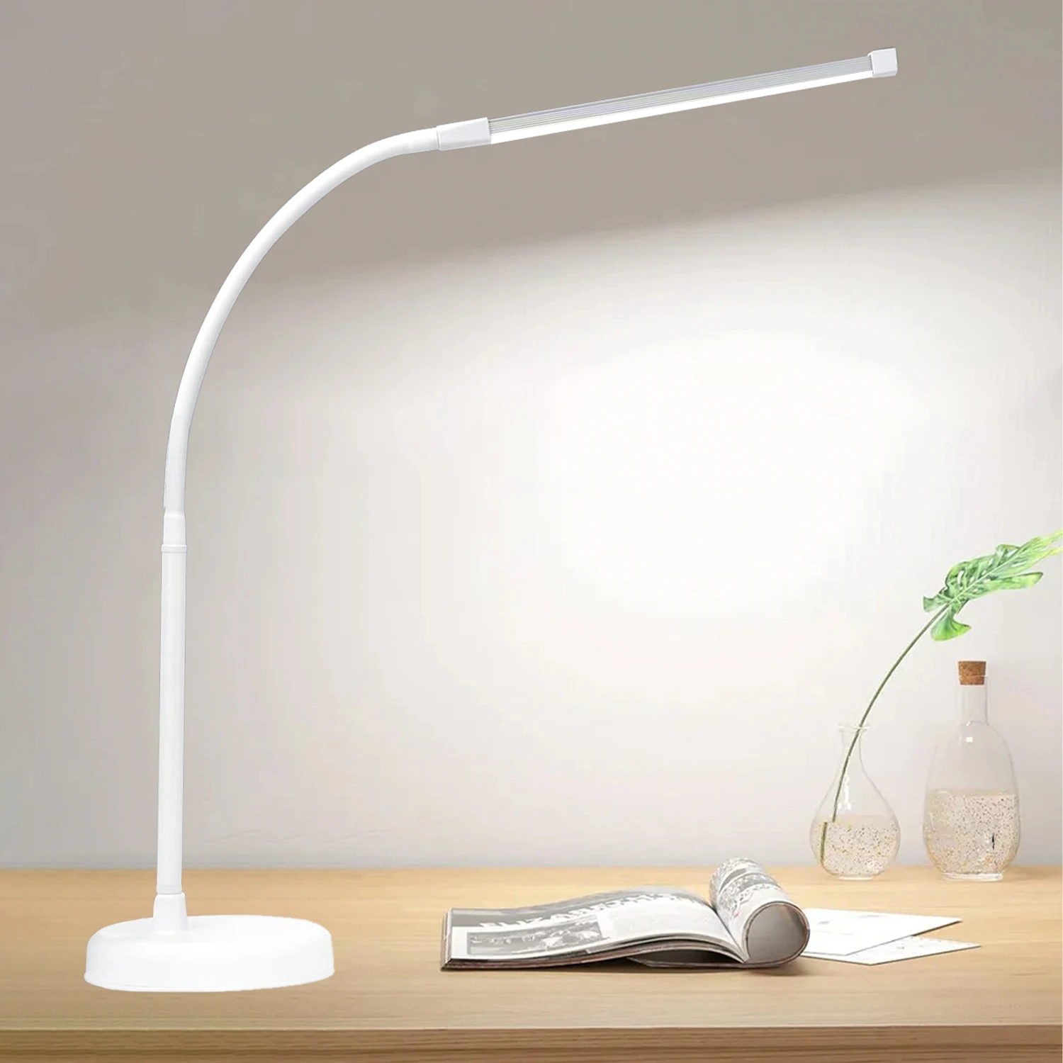 مصباح مهام مهندس معماري بذراع متأرجح معقوفة مرنة طويلة 3 أوضاع ألوان LED مصباح مكتبي ومحول USB لمصباح القراءة المنزلي #1