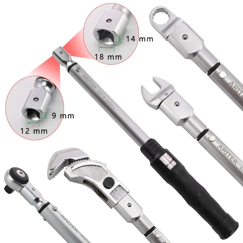 72-Tooth Click Torque Wrench Set, 1/4 3/8 1/2 Inch Drive, ±3% Accuracy, Auto & Bike Maintenance Spanner