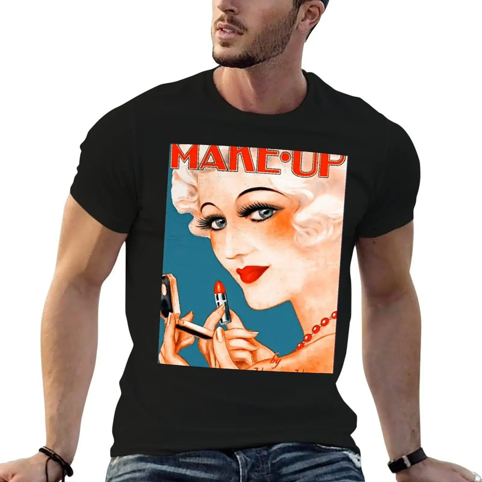 1920's Lipstick Ad. T-Shirt oversizeds cute tops korean fashion Blouse mens plain t shirts