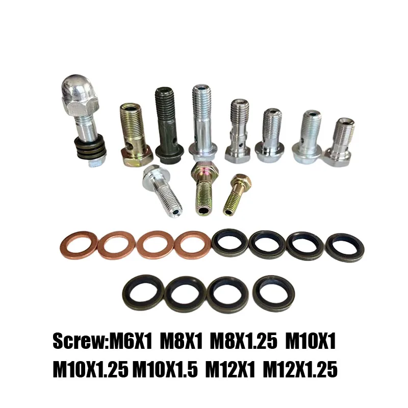Brake Pipe Screw M6X1 M8X1 M12X1 M10*1 3/8-24 Banjo Bolts Brake Master Cylinder Screw Brake Hose Caliper Bolt Hydraulic Clutch