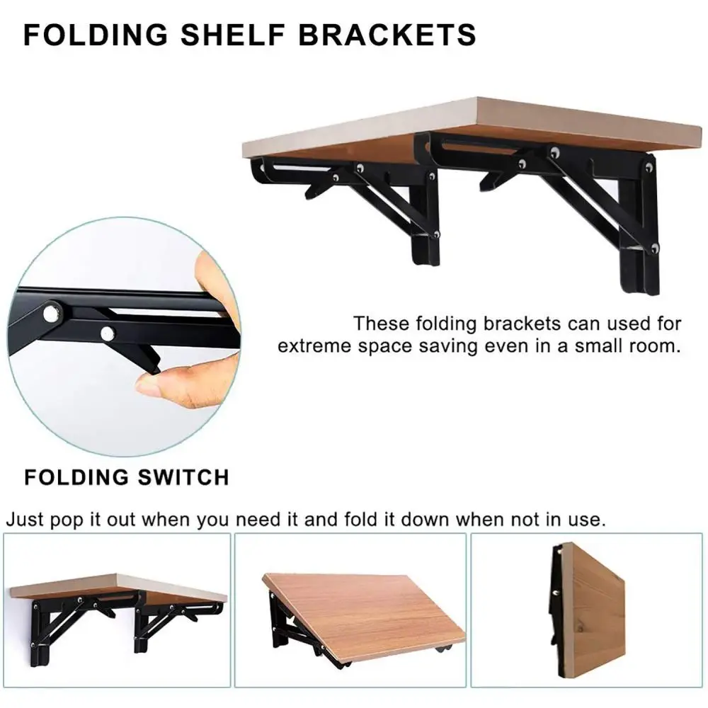 Diy Wall Mounted Folding Bracket 2pcs 8-20inch Triangle Folding Angle Bracket Adjustable Wall Mounted Bearing Shelf Bracket