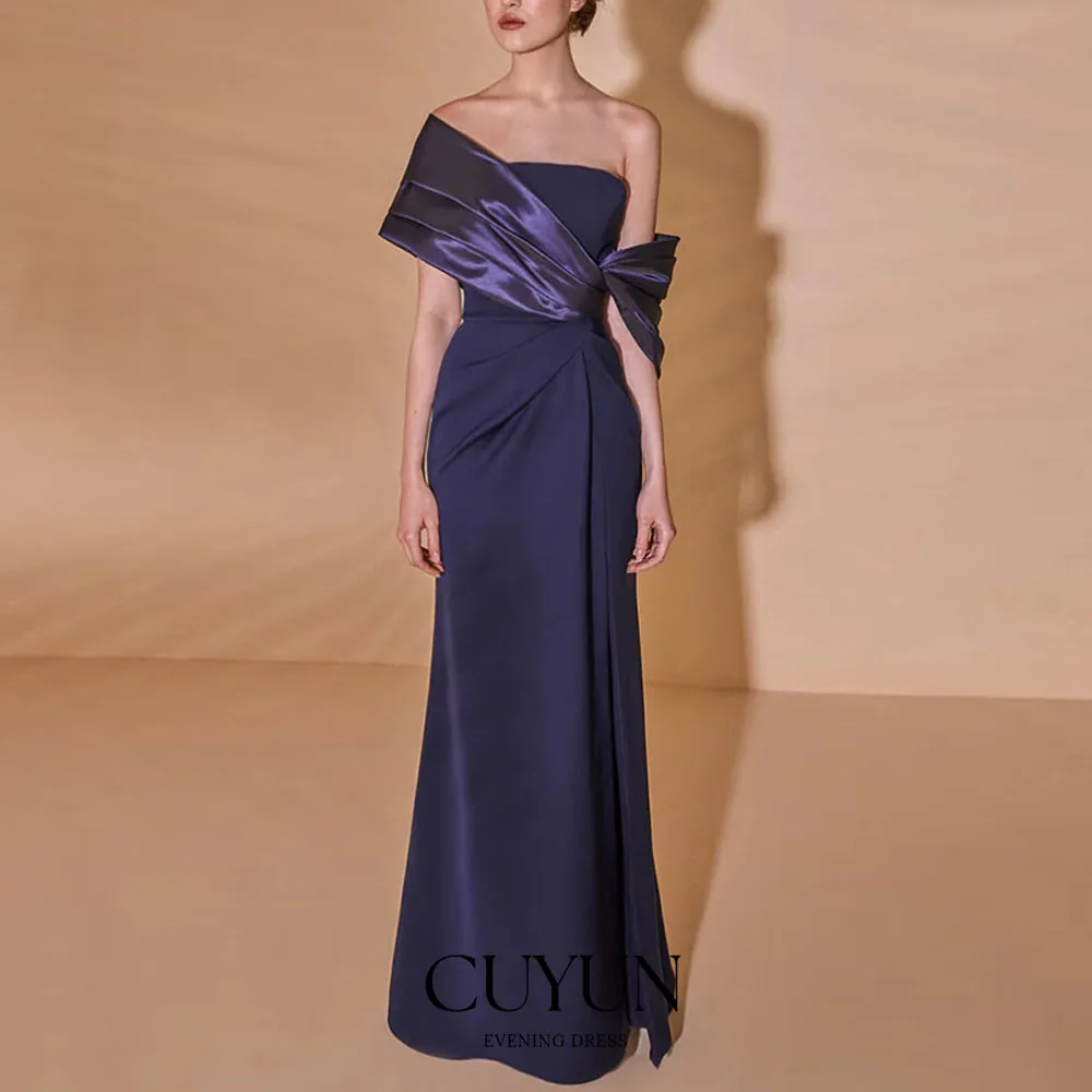 

CUYUN Off the Shoulder Purple Evening Dresses Floor-Length Elegant Women Formal Event Dress Customized Party Gown with Slit