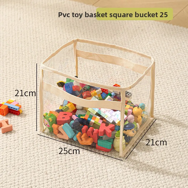 New PVC Doll Storage Basket Transparent Large-capacity Storage Bucket Space Saving with Handle Toys Storage Children's Toys