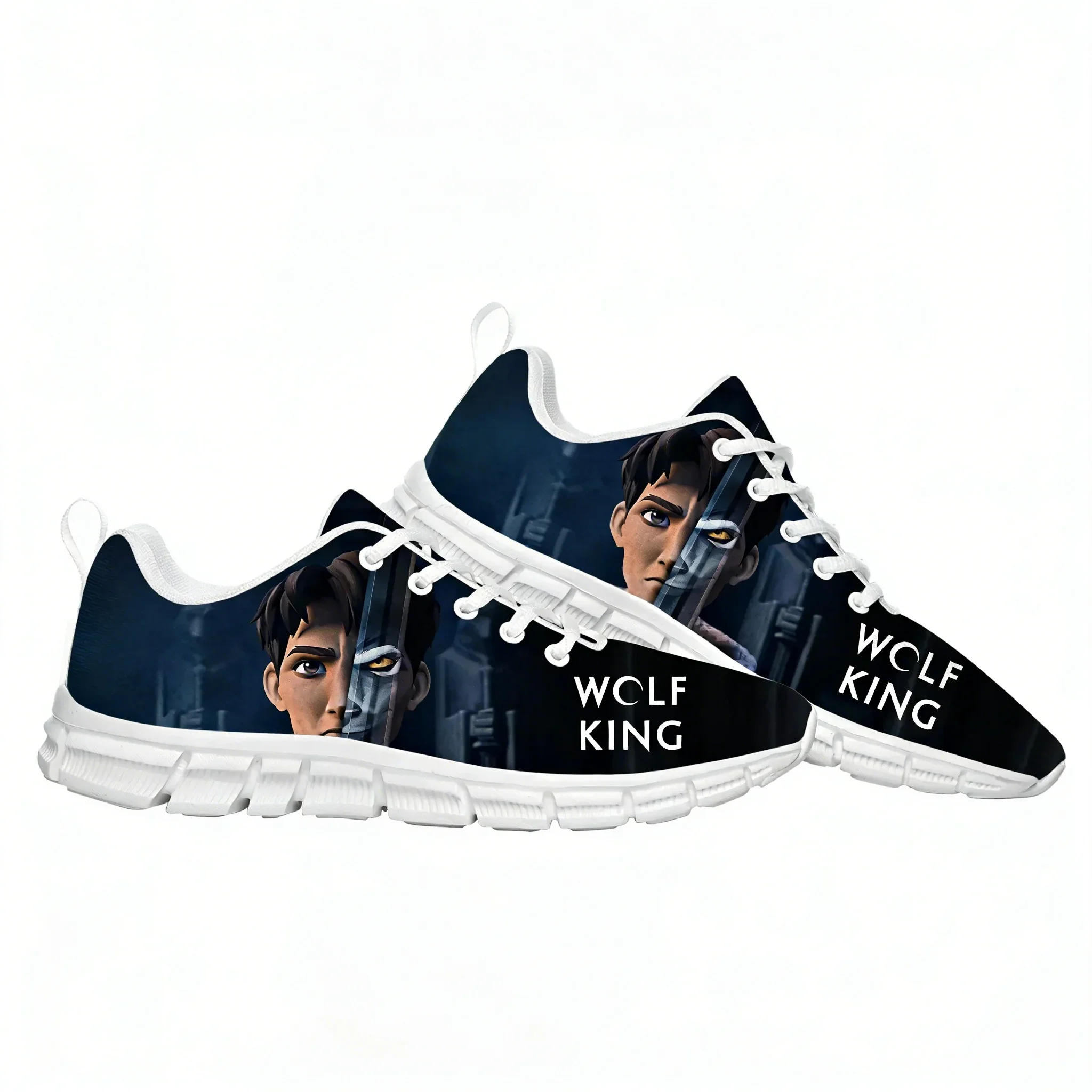 Tênis casuais Wolf King para homens, mulheres e adolescentes, calçados esportivos de alta qualidade, estampa de moda, tênis confortáveis, sapatos personalizados