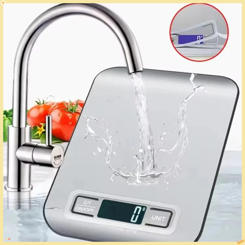 

Прецизионные цифровые кухонные весы 5 кг/1 г — светодиодный дисплей, панель из нержавеющей стали — идеально подходят для дома, ювелирных изделий, еды, закусок и выпечки