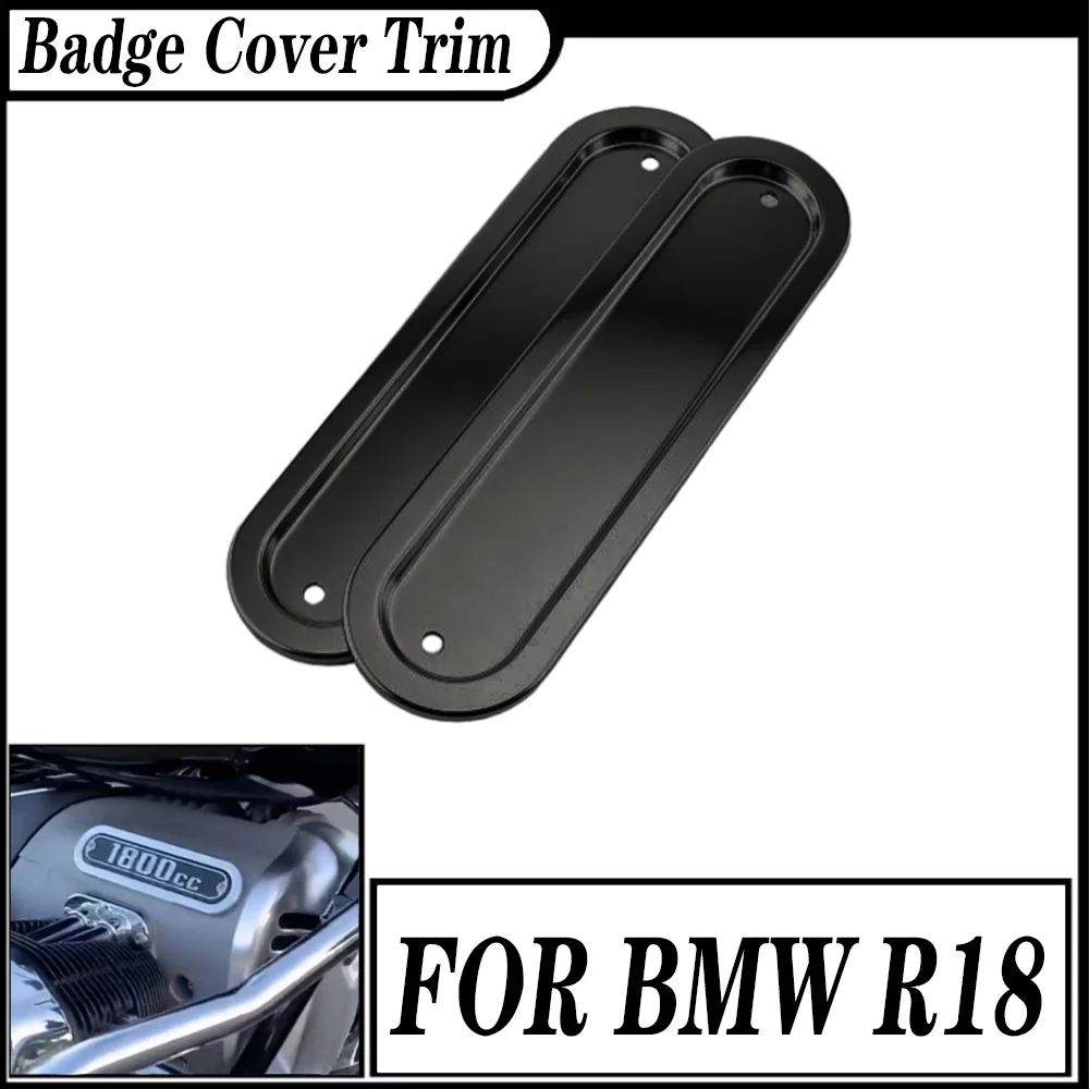 FOR BMW R18 R18B R18 Classic R18 Transcontinental 2020-2024 Engine Side Badge Emblem Cover Trim Pair Black Chrome Aluminum