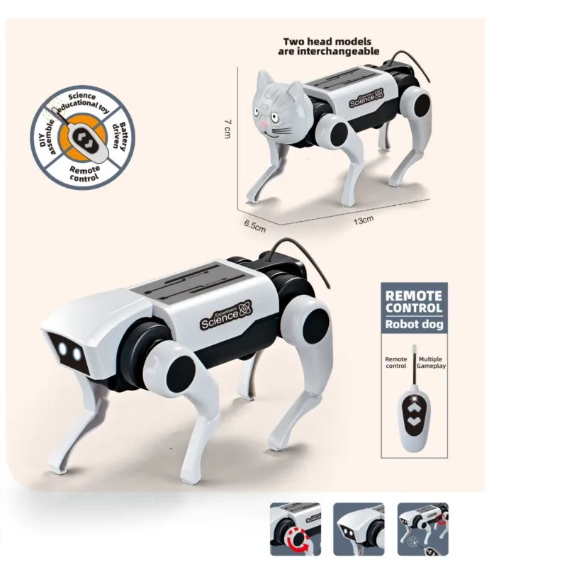Diy リモコンロボット動物ソーラーロボットキット子供のための機械犬電気動物太陽エネルギー蒸気教育玩具
