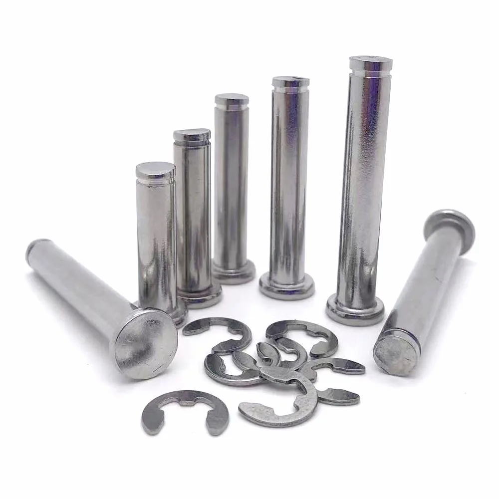 1/5Pcs M3-M12 Stainless Steel Flat Head Cylindrical Locating Pin, Bearing Positioning Roll Dowel Pin With Shaft Circlip